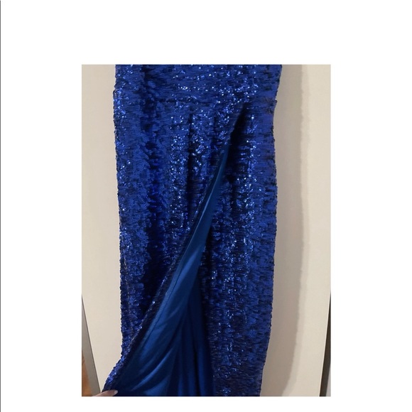 ASOS Blue Sequin Wrap Dress - Picture 3 of 7